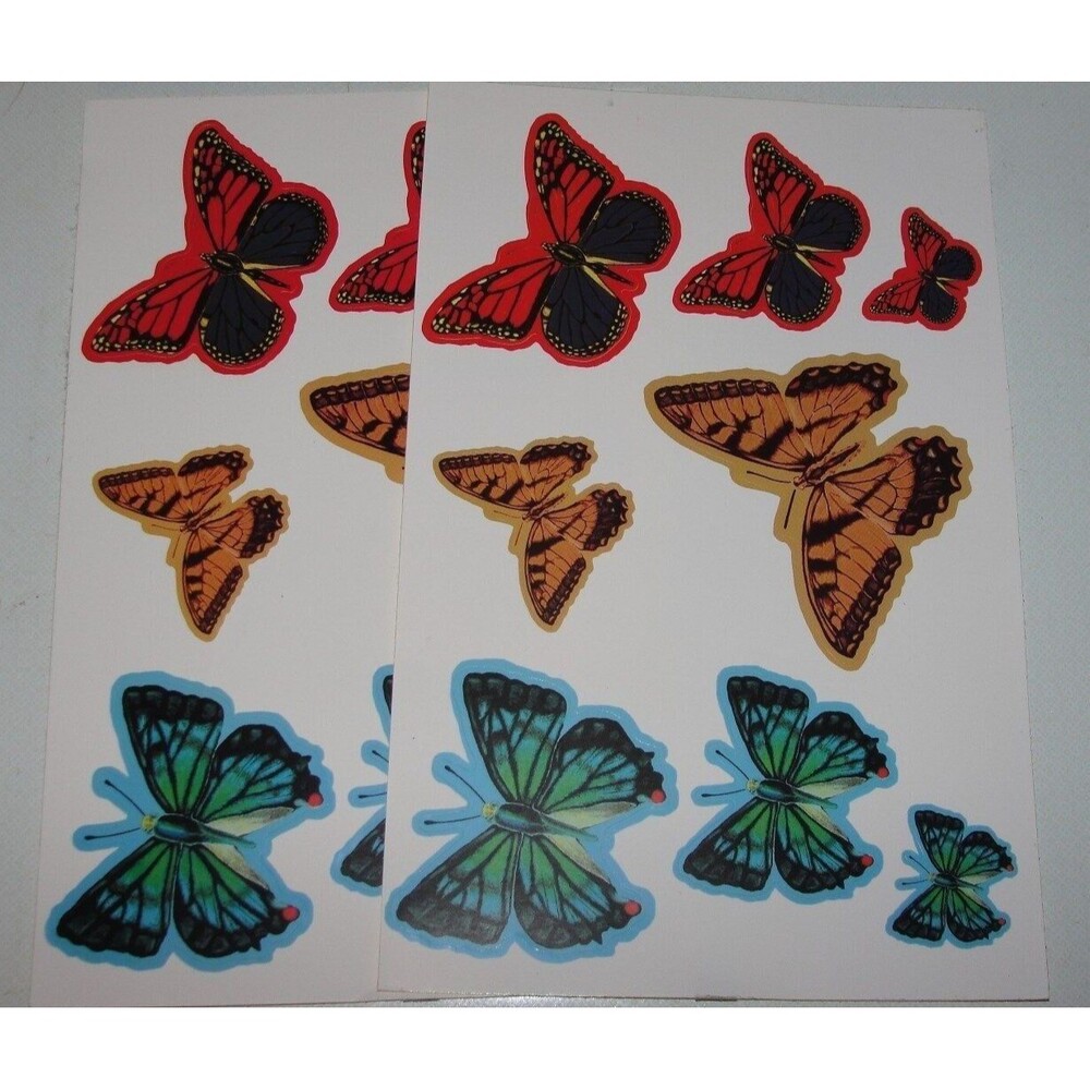 6 sheets BUTTERFLIES Self Adhesive DECALS Washable STICKERS Wall Art Crafts